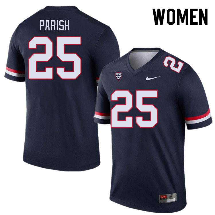 Women #25 Arian Parish Arizona Wildcats College Football Jerseys Stitched-Navy